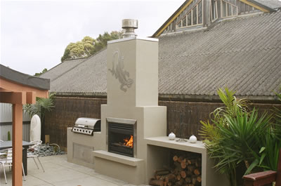outdoor bbq plus fireplace
